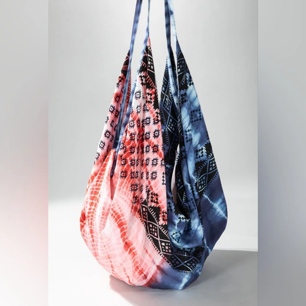 Boho Chic Patriotic Tie Dyed Hobo Beach Yoga Shoulder Bag -Ethnic Inspired Print - Picture 3 of 8